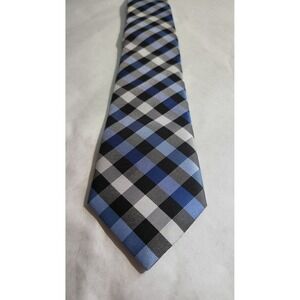 Bespoke Necktie Blue Black Gray Plaid‎ Pattern Business Casual